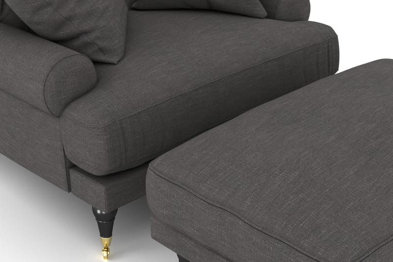 Andrew Lenestol med Fotskammel - Mørkegrå/Messing - Møbler - Stoler - Lenestoler - Howard lenestol