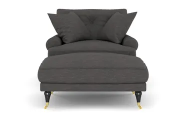 Andrew Lenestol med Fotskammel - Mørkegrå/Messing - Møbler - Stoler - Lenestoler - Howard lenestol