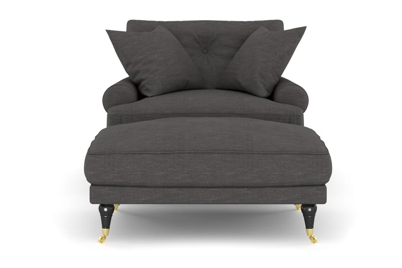 Andrew Lenestol med Fotskammel - Mørkegrå/Messing - Møbler - Stoler - Lenestoler - Howard lenestol