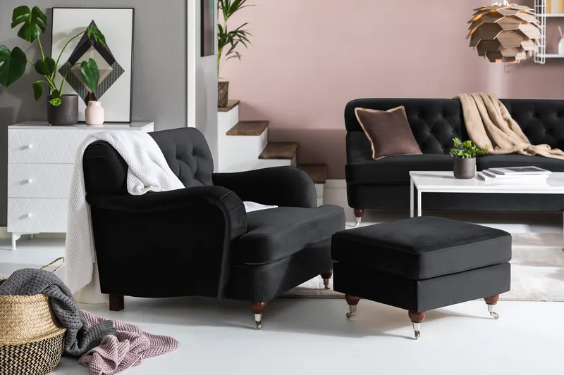 Howard Riviera Fløyelslenestol - Svart - Møbler - Stoler - Lenestoler - Howard lenestol