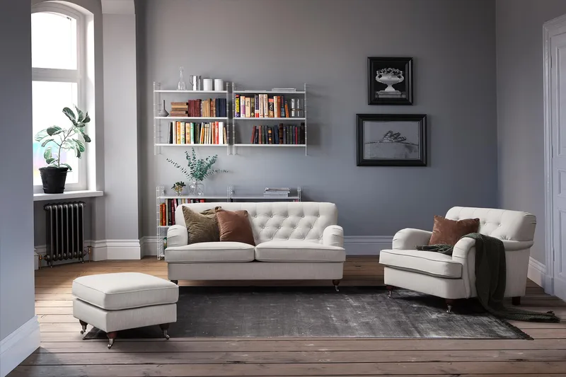 Howard Riviera Lenestol med Fotskammel - Linbeige - Møbler - Stoler - Lenestoler - Howard lenestol