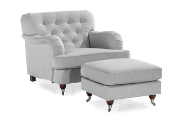 Howard Riviera Lenestol med Fotskammel - Lingrå - Møbler - Stoler - Lenestoler - Howard lenestol