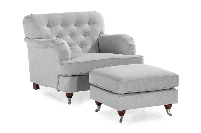 Howard Riviera Lenestol med Fotskammel - Lingrå - Møbler - Stoler - Lenestoler - Howard lenestol