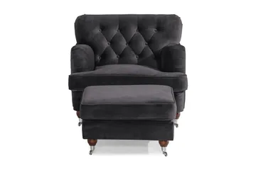 Howard Riviera Lenestol med Fotskammel - Mørkegrå - Møbler - Stoler - Lenestoler - Howard lenestol