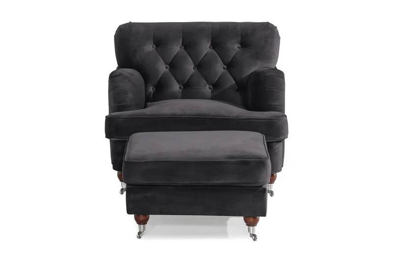 Howard Riviera Lenestol med Fotskammel - Mørkegrå - Møbler - Stoler - Lenestoler - Howard lenestol