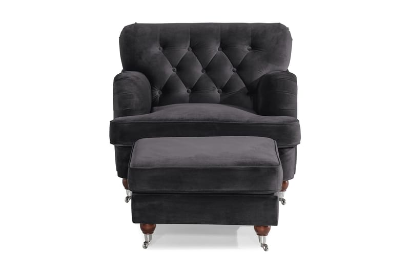 Howard Riviera Lenestol med Fotskammel - Mørkegrå - Møbler - Stoler - Lenestoler - Howard lenestol