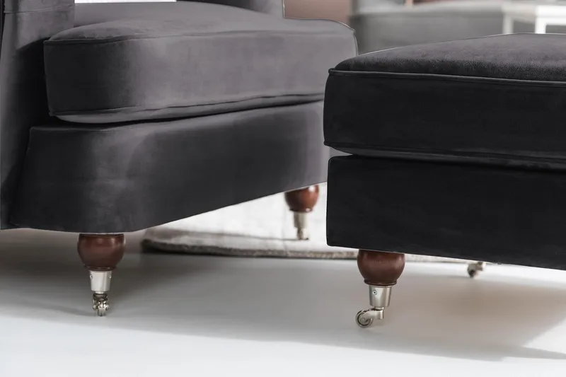 Howard Riviera Lenestol med Fotskammel - Mørkegrå - Møbler - Stoler - Lenestoler - Howard lenestol