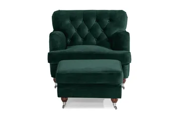 Howard Riviera Lenestol med Fotskammel - Mørkegrønn - Møbler - Stoler - Lenestoler - Howard lenestol