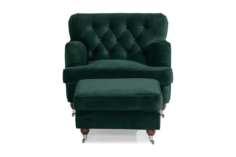 Howard Riviera Lenestol med Fotskammel - Mørkegrønn - Møbler - Stoler - Lenestoler - Howard lenestol