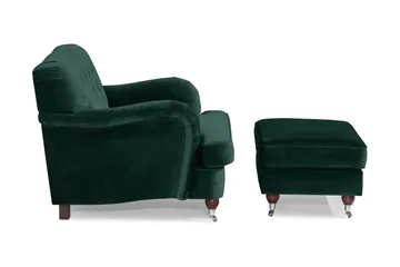 Howard Riviera Lenestol med Fotskammel - Mørkegrønn - Møbler - Stoler - Lenestoler - Howard lenestol