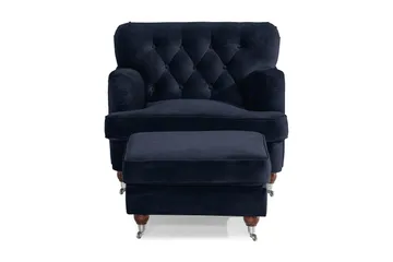 Howard Riviera Lenestol med Fotskammel - Midnattsblå - Møbler - Stoler - Lenestoler - Howard lenestol