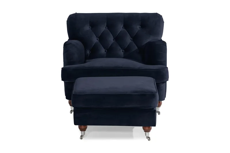 Howard Riviera Lenestol med Fotskammel - Midnattsblå - Møbler - Stoler - Lenestoler - Howard lenestol