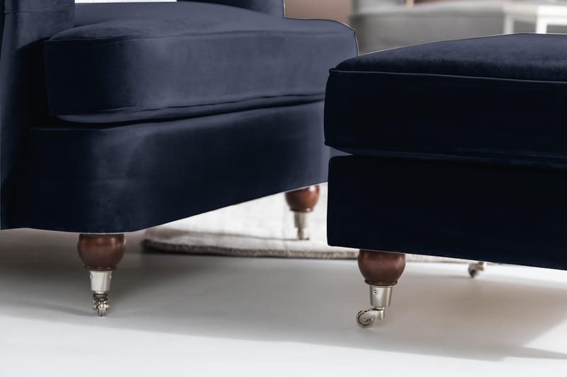 Howard Riviera Lenestol med Fotskammel - Midnattsblå - Møbler - Stoler - Lenestoler - Howard lenestol