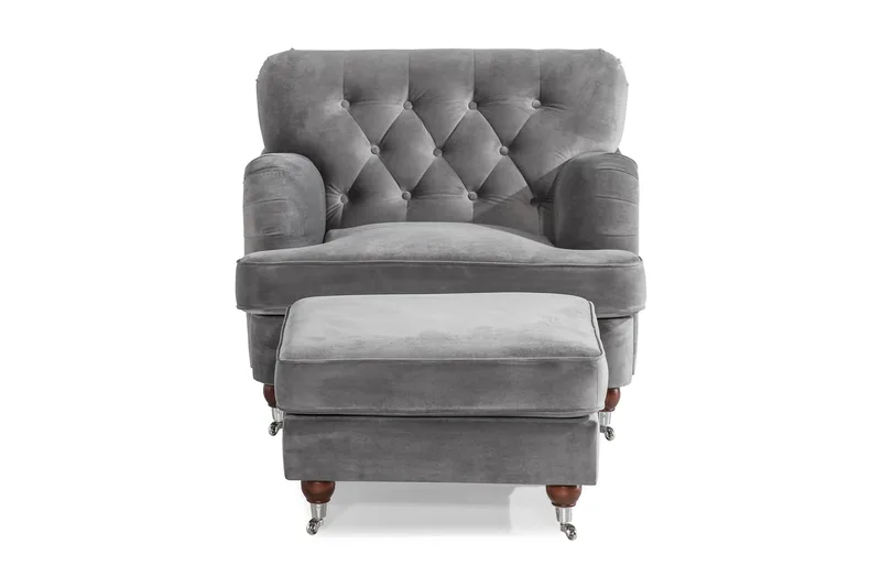 Howard Riviera Lenestol med Fotskammel - Sølvgrå - Møbler - Stoler - Lenestoler - Howard lenestol