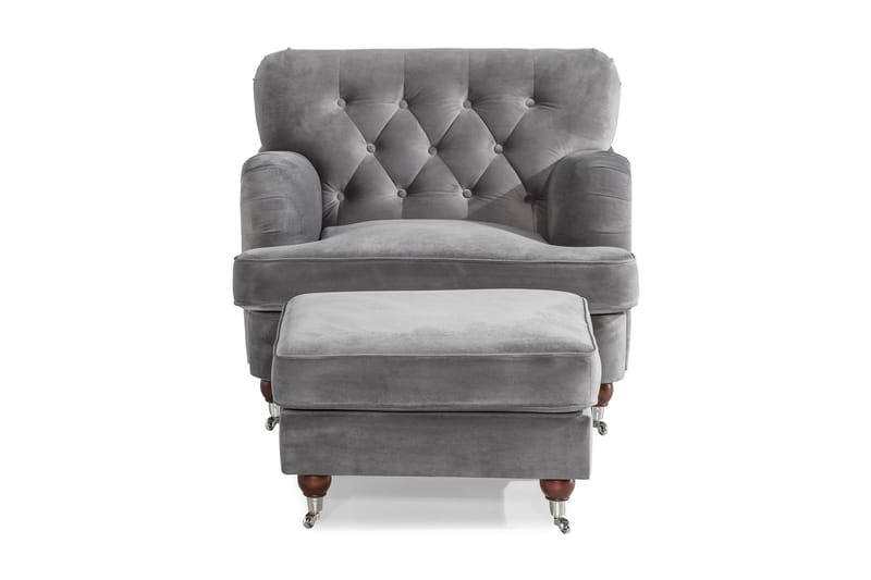 Howard Riviera Lenestol med Fotskammel - Sølvgrå - Møbler - Stoler - Lenestoler - Howard lenestol