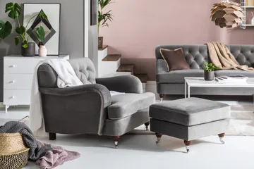 Howard Riviera Lenestol med Fotskammel - Sølvgrå - Møbler - Stoler - Lenestoler - Howard lenestol