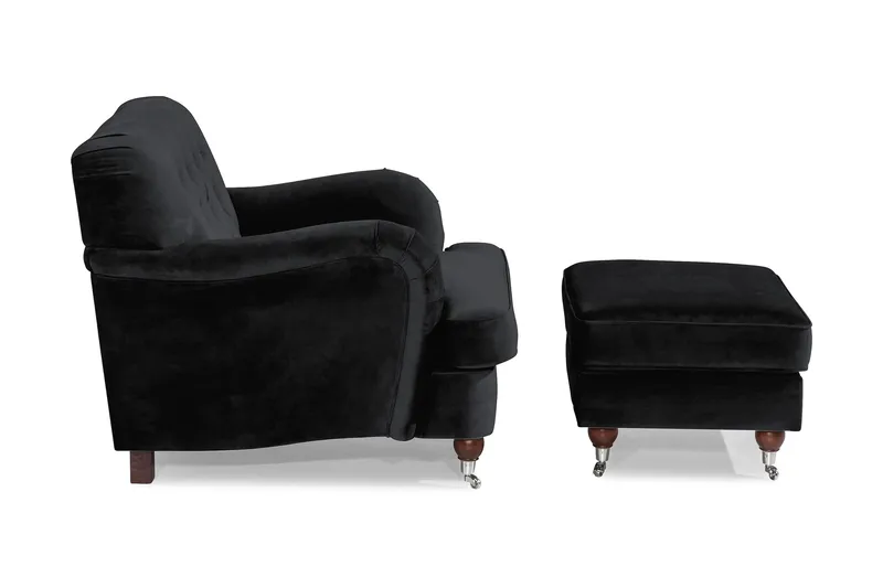 Howard Riviera Lenestol med Fotskammel - Svart - Møbler - Stoler - Lenestoler - Howard lenestol