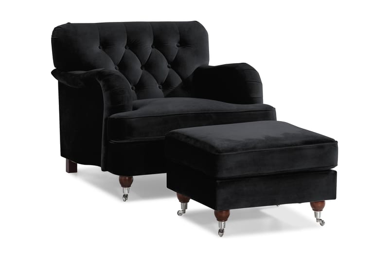 Howard Riviera Lenestol med Fotskammel, Svart