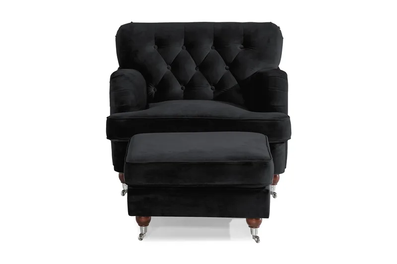 Howard Riviera Lenestol med Fotskammel - Svart - Møbler - Stoler - Lenestoler - Howard lenestol