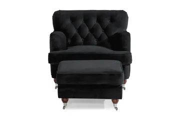 Howard Riviera Lenestol med Fotskammel - Svart - Møbler - Stoler - Lenestoler - Howard lenestol