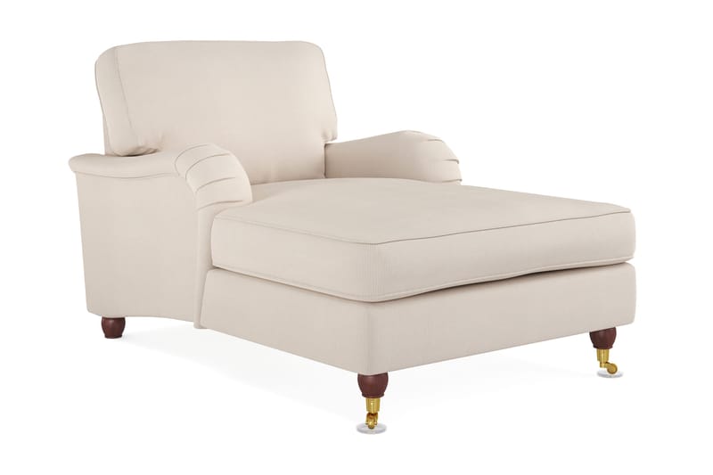 Howard Lyx Klassisk Lenestol med Sjeselong og Hjul i Stoff, Beige