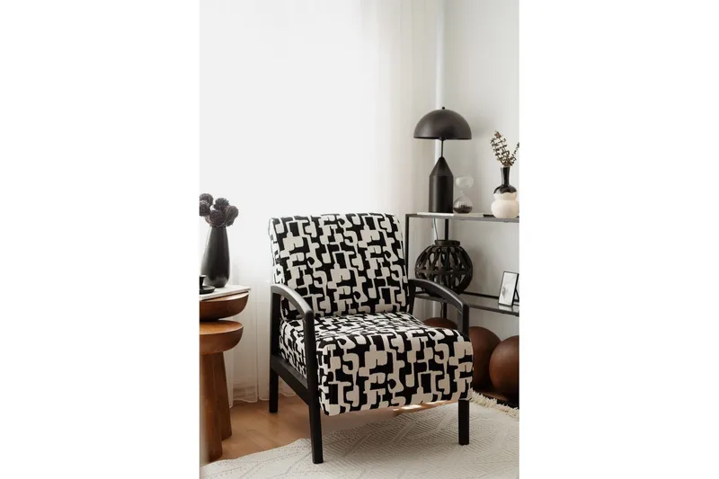 Illen Öronlappsfåtölj, Sort/Hvit