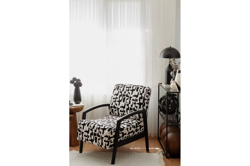 Illen Öronlappsfåtölj - Sort/Hvit - Møbler - Stoler - Lenestoler - Ørelappstol