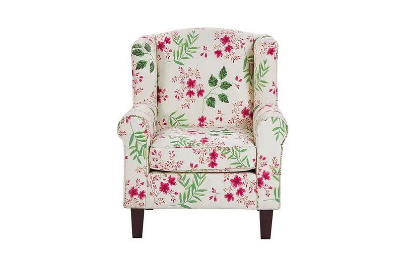 Ingeberg Lenestol med fotskammel Blomstermønster - Beige - Møbler - Stoler - Lenestoler