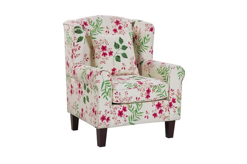 Ingeberg Lenestol med fotskammel Blomstermønster - Beige - Møbler - Stoler - Lenestoler