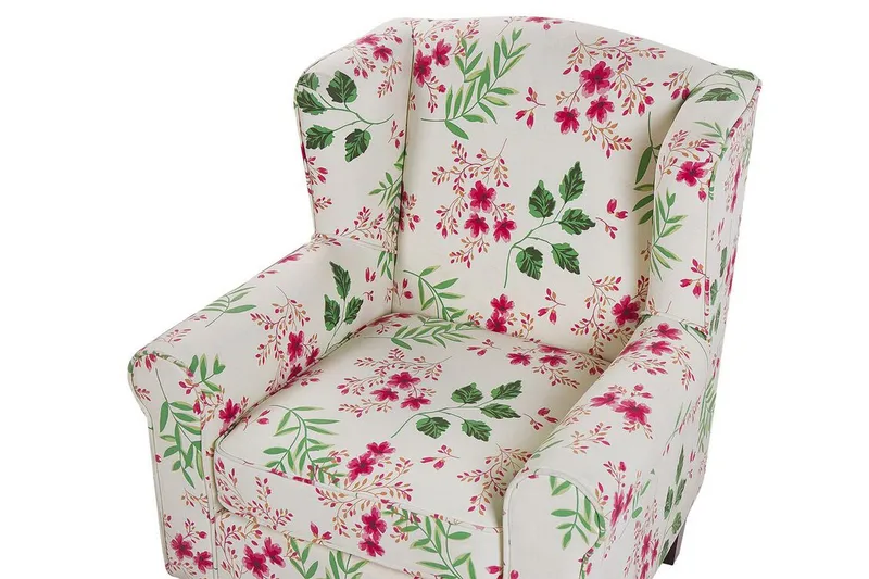 Ingeberg Lenestol med fotskammel Blomstermønster - Beige - Møbler - Stoler - Lenestoler