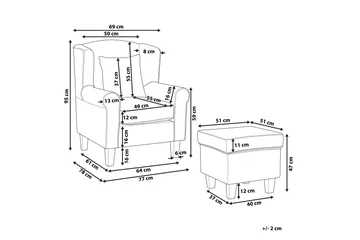 Ingeberg Lenestol med fotskammel Blomstermønster - Beige - Møbler - Stoler - Lenestoler