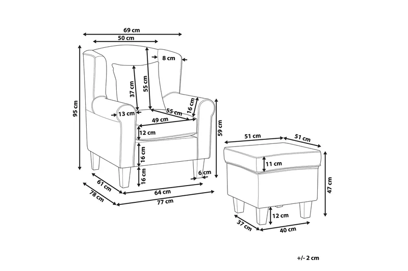 Ingeberg Lenestol med fotskammel Blomstermønster - Beige - Møbler - Stoler - Lenestoler