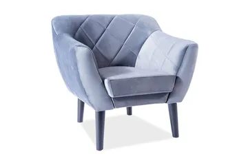 Karond Fløyelslenestol - Grå/Tre - Møbler - Stoler - Lenestoler - Fløyelslenestol