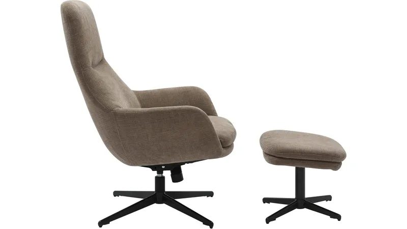 Kiresto lenestol med fotskammel, svingfunksjon - Grå - Møbler - Stoler - Lenestoler - Recliner