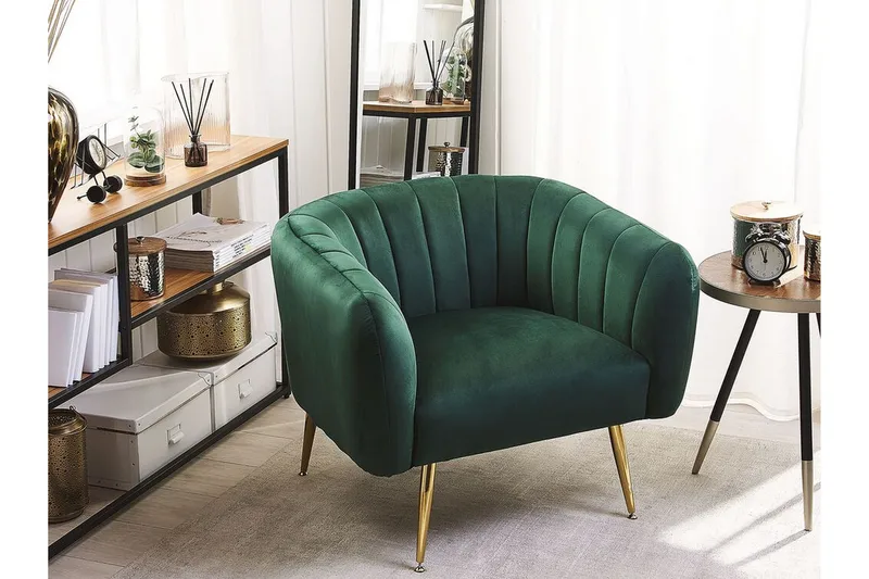Amania Lenestol - Fløyel/Grønn - Møbler - Stoler - Lenestoler - Klubblenestol