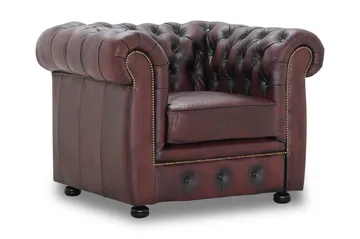 Birmingham Lenestol 100% Lær - Okseblod - Møbler - Stoler - Lenestoler - Klubblenestol