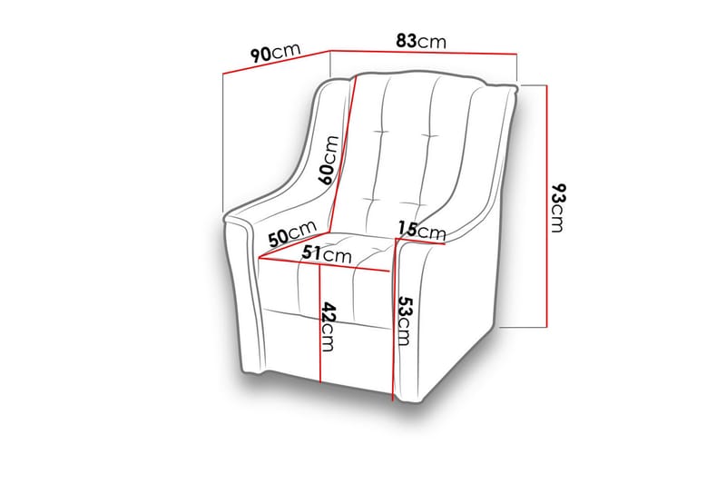 Lenestol Niagara 83x90x93 cm - Klubblenestol