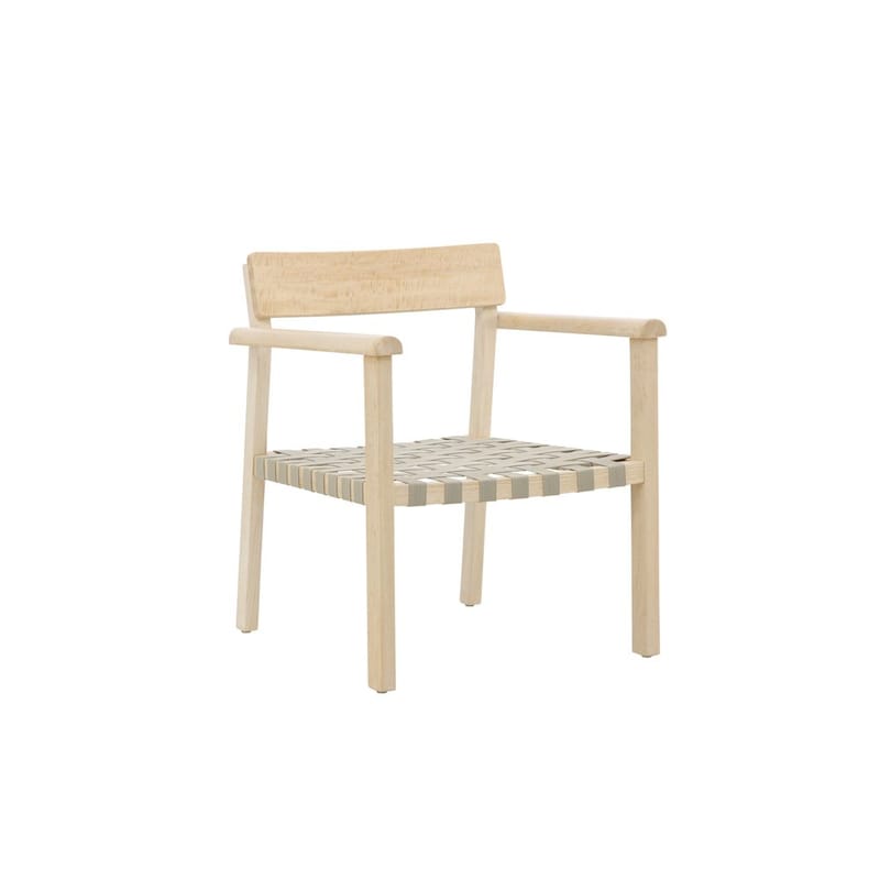 Krois Lenestol med Armlene i Tre med Tekstildetaljer - Beige - Møbler - Stoler - Lenestoler