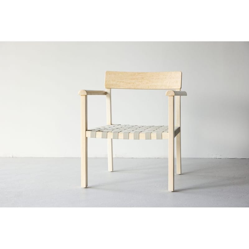 Krois Lenestol med Armlene i Tre med Tekstildetaljer - Beige - Møbler - Stoler - Lenestoler