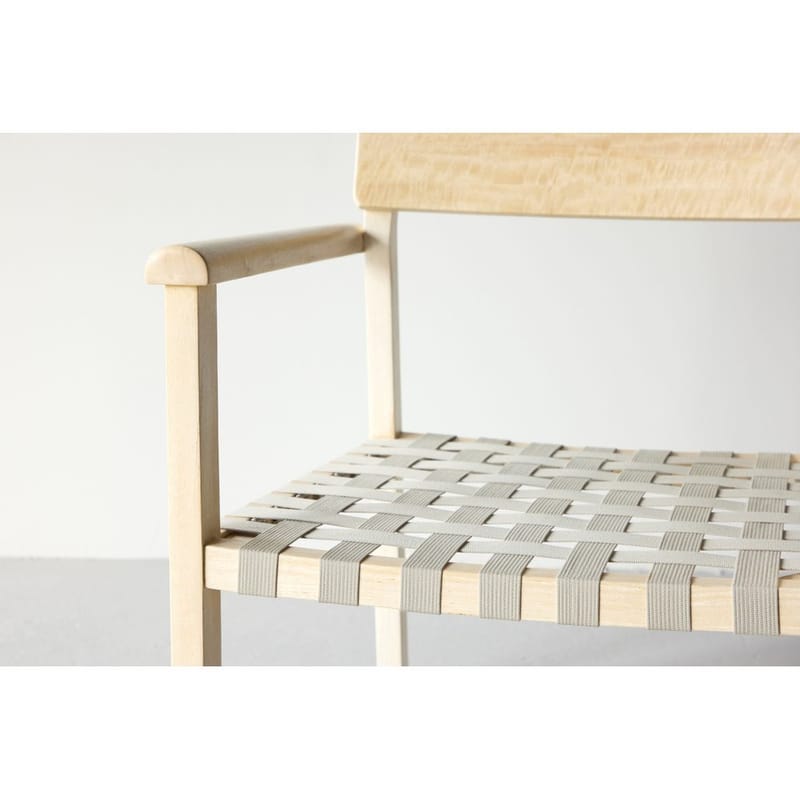 Krois Lenestol med Armlene i Tre med Tekstildetaljer - Beige - Møbler - Stoler - Lenestoler