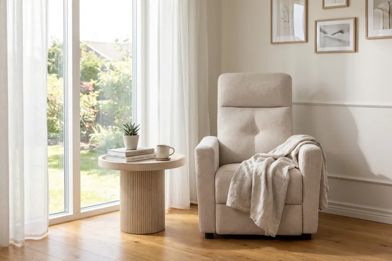 Leia manuell reclinerlenestol i stoff - Beige - Møbler - Stoler - Lenestoler - Recliner