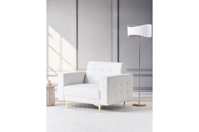 Lenestol Aberdeen - Hvitt, gull, Hvit, gull - Møbler - Stoler - Lenestoler