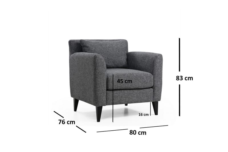 Lenestol Bolognese med Armlene - Grå - Lenestoler