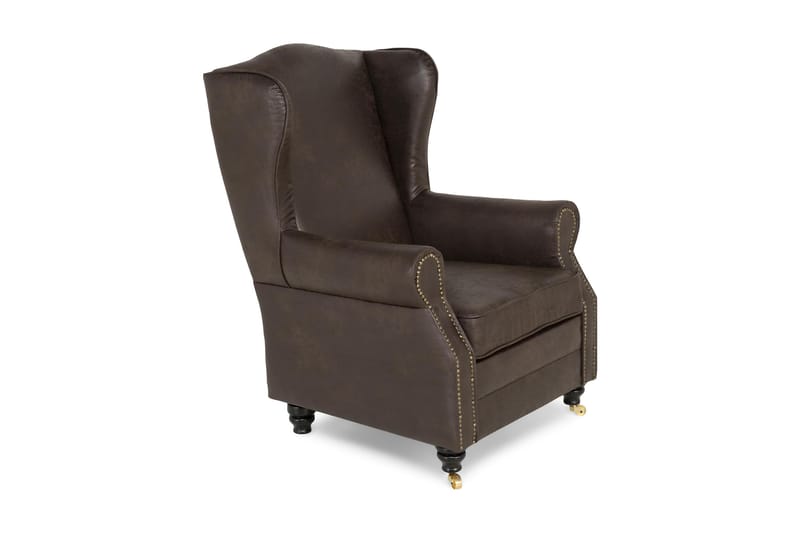 Lenestol Cesaro Vintagestoff - Brun - Skinnlenestol - Ørelappstol