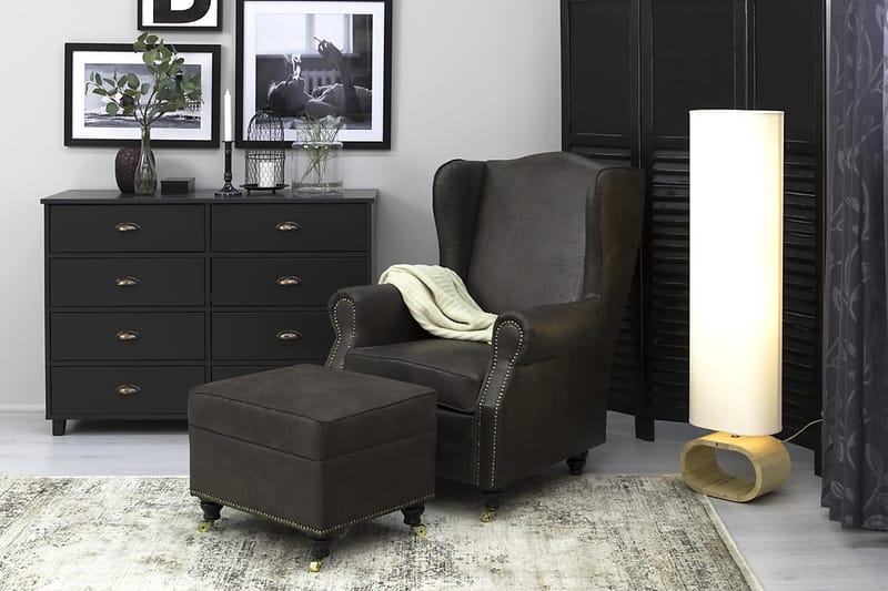 Lenestol Cesaro Vintagestoff - Brun - Skinnlenestol - Ørelappstol