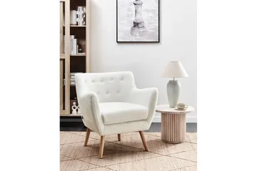 Lenestol Drammen Hvit/lyst tre - Hvit/lyst tre - Møbler - Stoler - Lenestoler - Klubblenestol