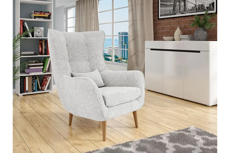 Lenestol - Grå - Møbler - Stoler - Lenestoler - Fløyelslenestol