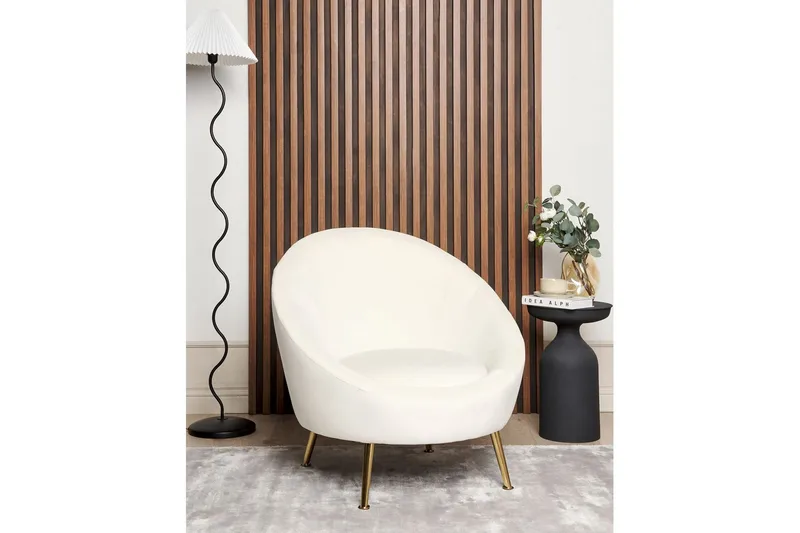 Lenestol Langa - Hvitt, gull - Møbler - Stoler - Lenestoler - Klubblenestol