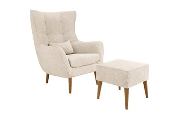 Lenestol LORD med Fotskammel - Beige - Møbler - Stoler - Lenestoler - Ørelappstol