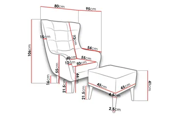 Lenestol LORD med Fotskammel - Møbler - Stoler - Lenestoler